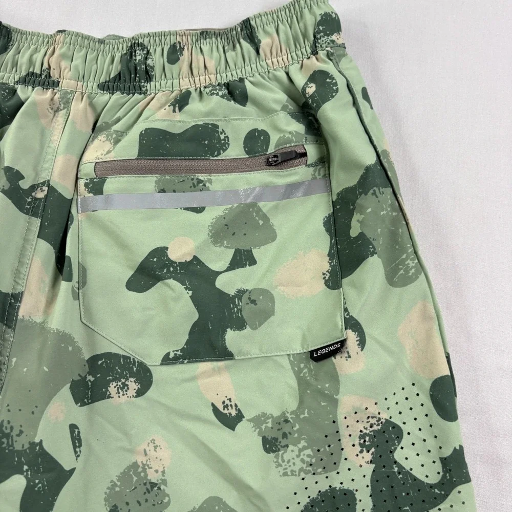 Legends Luka Shorts Mens M Green Camo Athletic Lined Gym Performance Running